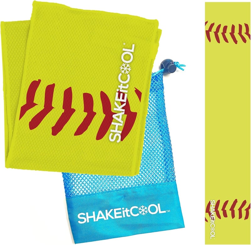 SHAKEitCOOL Original Cooling Towel – Be Cool in Style - Heat Relief, Soft, Lightweight, Sun Protection, Easy Clean - Perfect for Biking, Running, Yoga, Gym, Gardening - Softball - Image 1